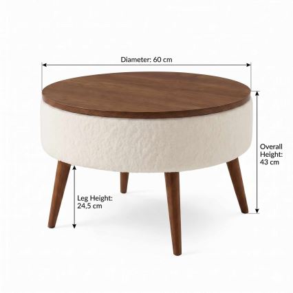 Konferenční stolek FELPO pr. 60 cm bílá/ořech