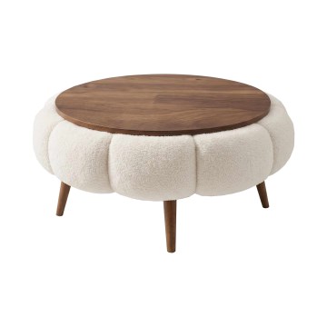 Konferenční stolek FELPO pr. 60 cm krémová/ořech