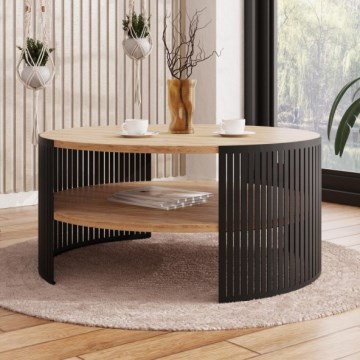 Konferenční stolek FIKOLI 75 cm černá/zlatý dub