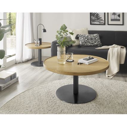 Konferenční stolek FOCUS pr. 60 cm dub/černá