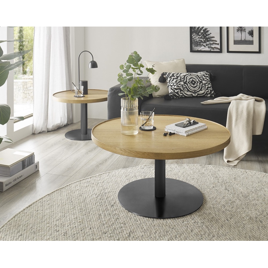 Konferenční stolek FOCUS pr. 60 cm dub/černá