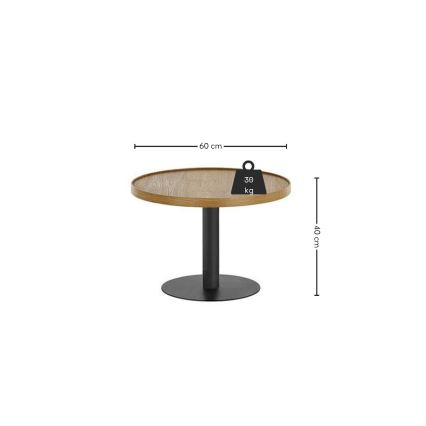 Konferenční stolek FOCUS pr. 60 cm dub/černá