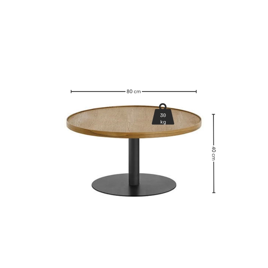 Konferenční stolek FOCUS pr. 80 cm dub/černá