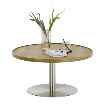 Konferenční stolek FOCUS pr. 80 cm dub/nerez