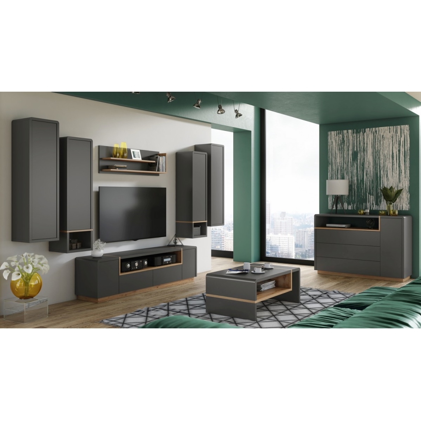 Konferenční stolek FRED 100x60 cm antracit/dub artisan