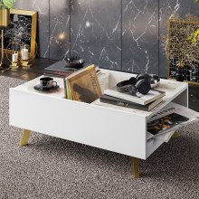 Konferenční stolek FRIDA 63x90 cm bílá/zlatá