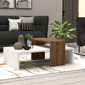 Konferenční stolek GLOW 80x50 cm bílá/hnědá