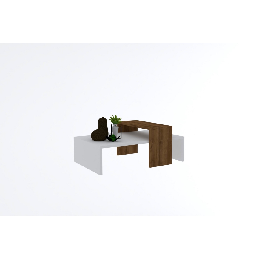 Konferenční stolek GLOW 80x50 cm bílá/hnědá