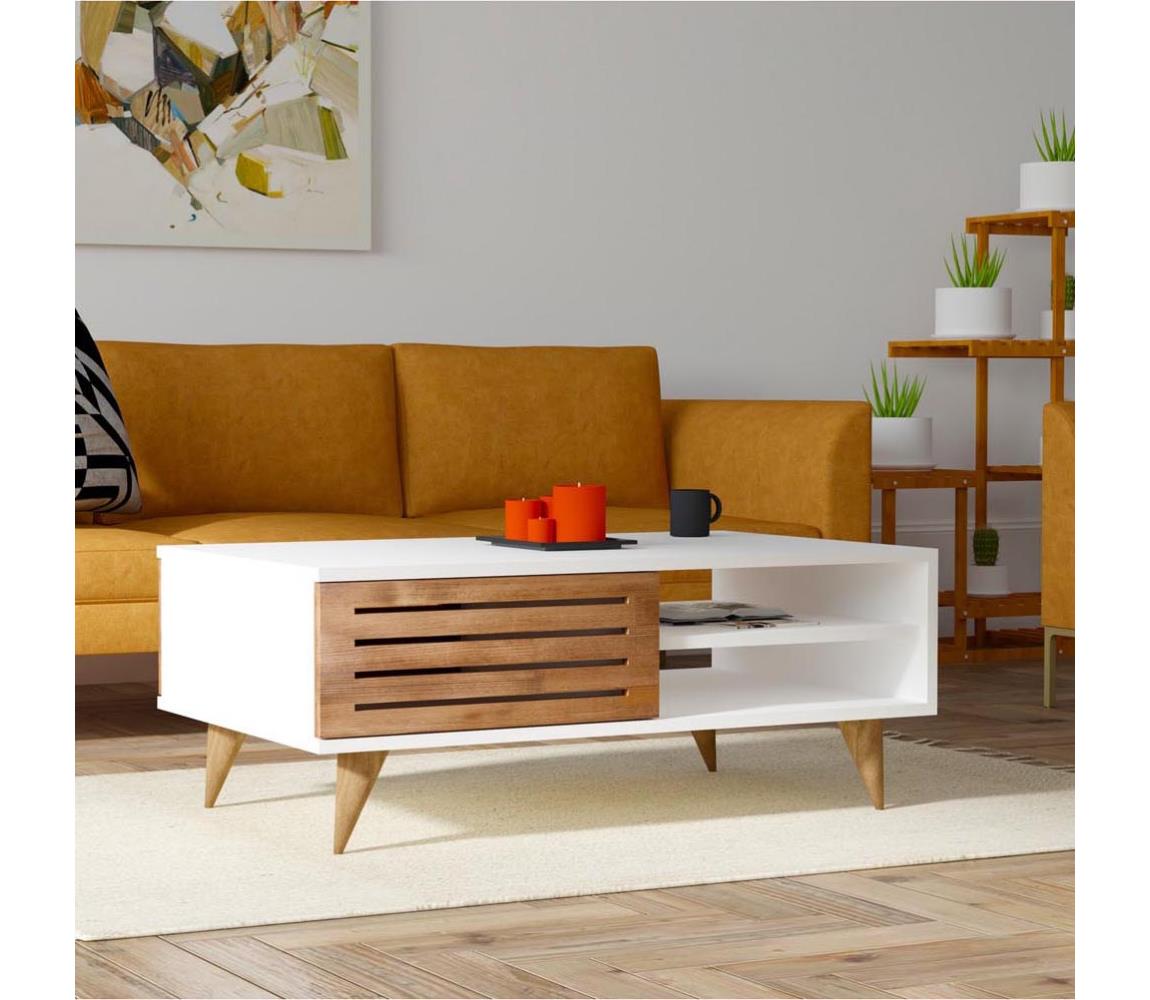 Asir Konferenční stolek GRANDE 42x100 cm bílá/hnědá AS0955