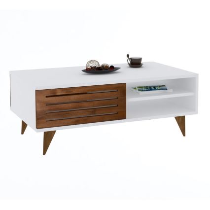 Konferenční stolek GRANDE 42x100 cm bílá/hnědá