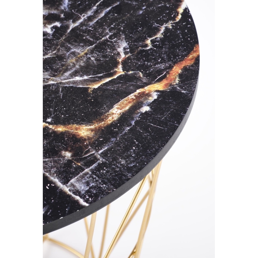 Konferenční stolek HARISSA 42 cm zlatá/černý mramor