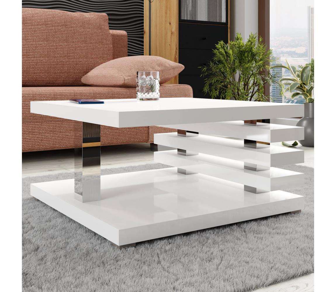 MIRJAN 24 Konferenční stolek KYOTO 31x60 cm lesklá bílá 