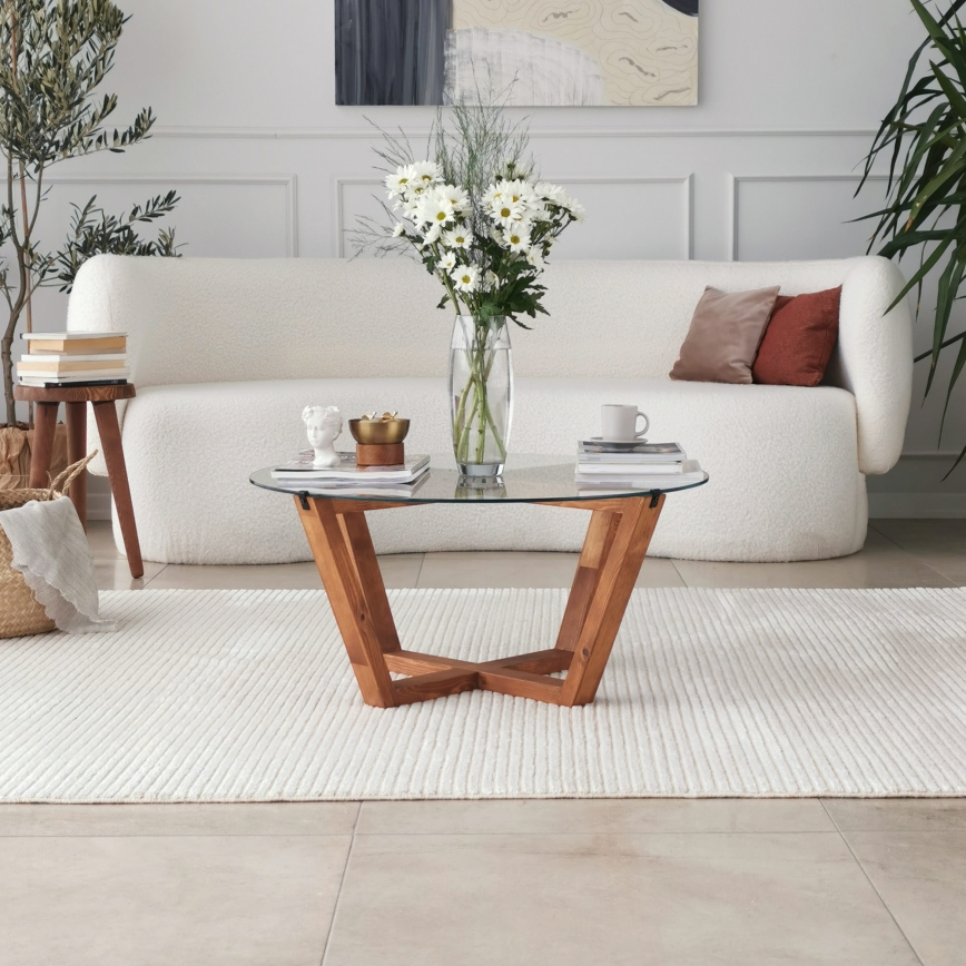 Konferenční stolek LOTUS 35x75 cm hnědá/čirá