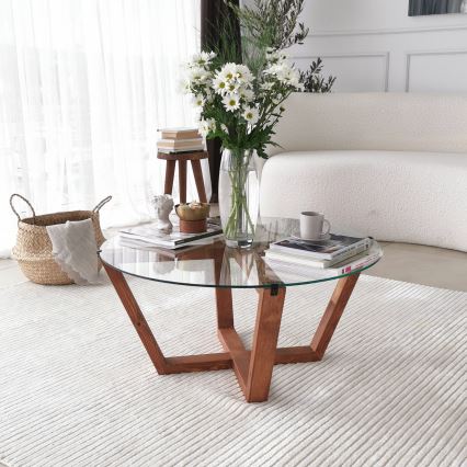 Konferenční stolek LOTUS 75 cm hnědá/čirá