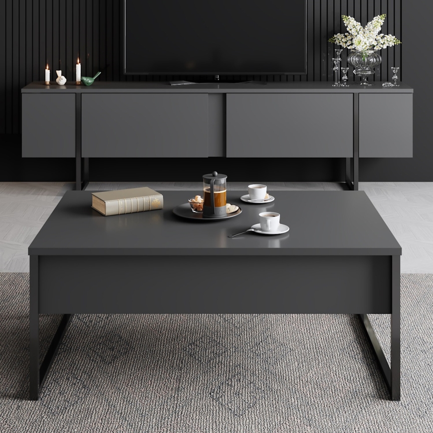 Konferenční stolek LUXE 40x90 cm antracit/černá