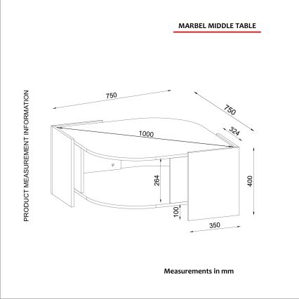 Konferenční stolek MARBEL 40x75 cm hnědá/černá