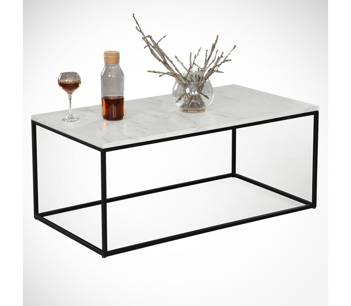  Konferenční stolek MARMO 43x95 cm černá/bílá 