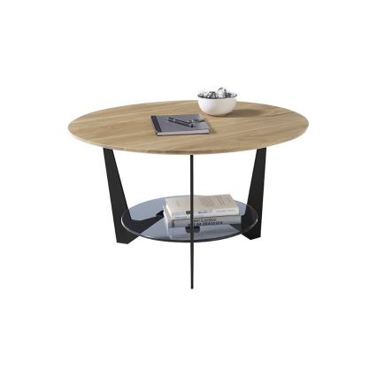 Konferenční stolek MARMO pr. 70 cm dub/černá