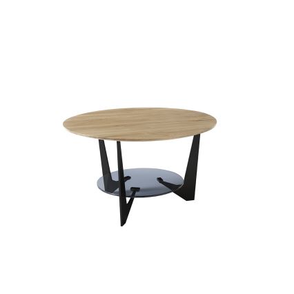 Konferenční stolek MARMO pr. 70 cm dub/černá