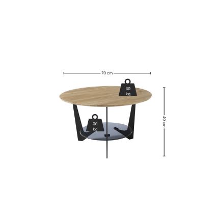Konferenční stolek MARMO pr. 70 cm dub/černá
