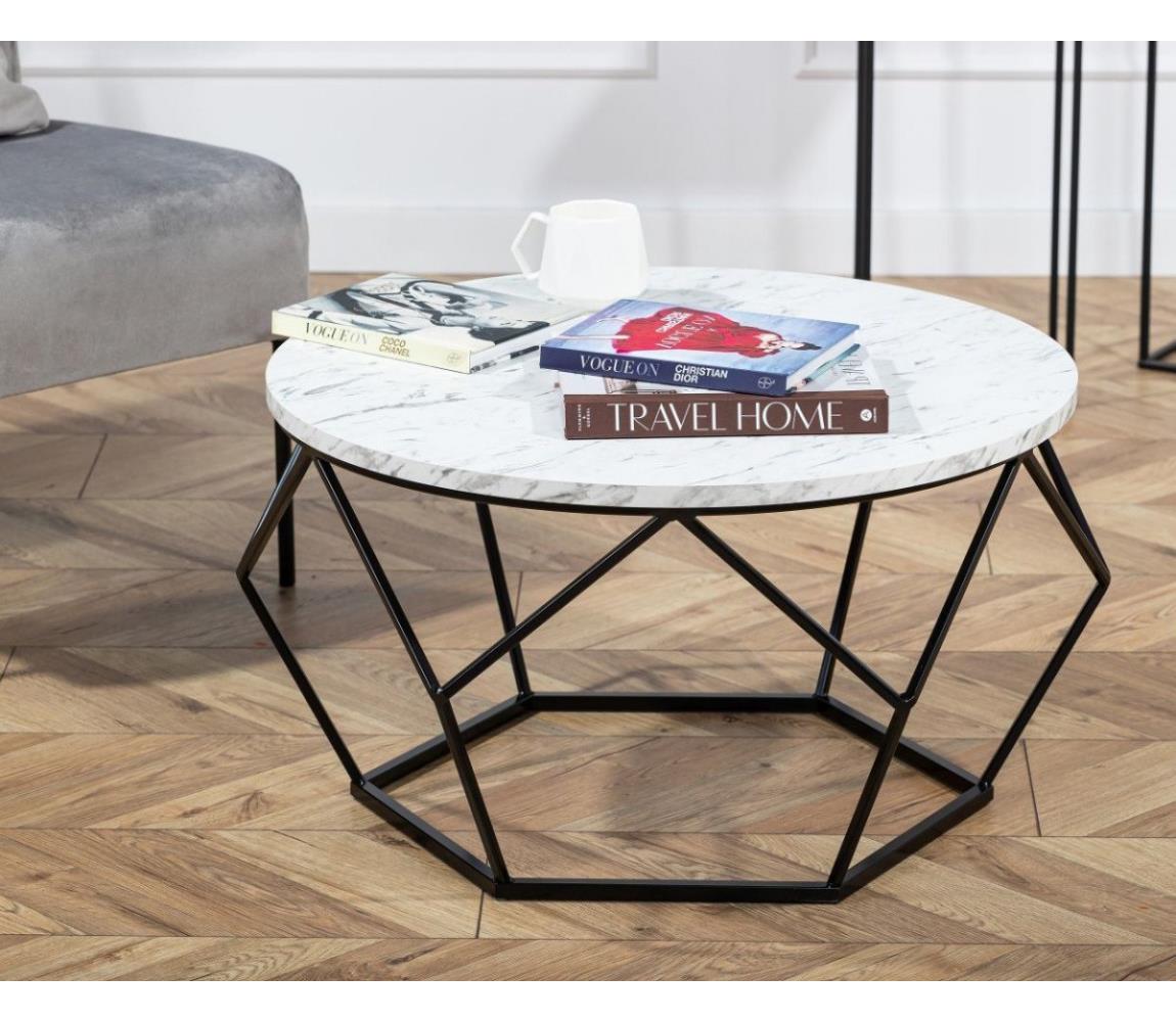 HowHomely Konferenční stolek MARMUR 40x70 cm černá/bílá 
