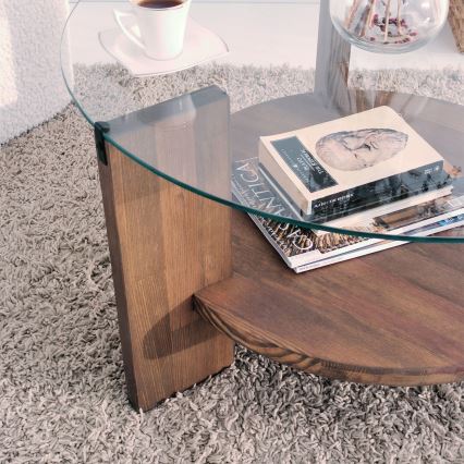 Konferenční stolek MONDO 75 cm hnědá/čirá