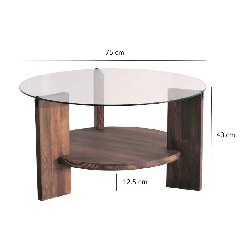 Konferenční stolek MONDO 75 cm hnědá/čirá