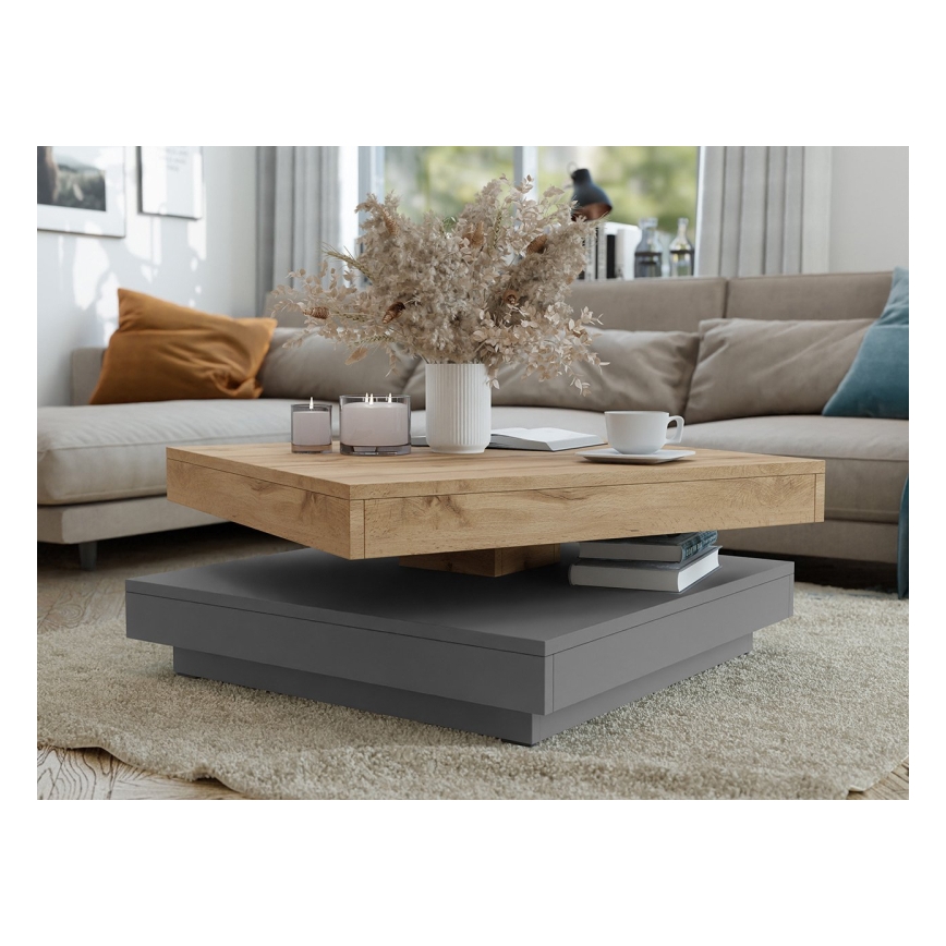 Konferenční stolek NENANI 70x70 cm šedá/dub wotan