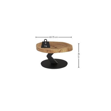 Konferenční stolek ODIN pr. 75 cm dub/černá