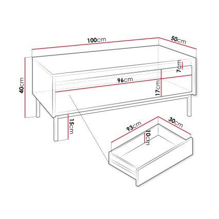 Konferenční stolek OZMI 40x100 cm kašmír