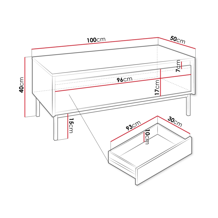 Konferenční stolek OZMI 40x100 cm kašmír