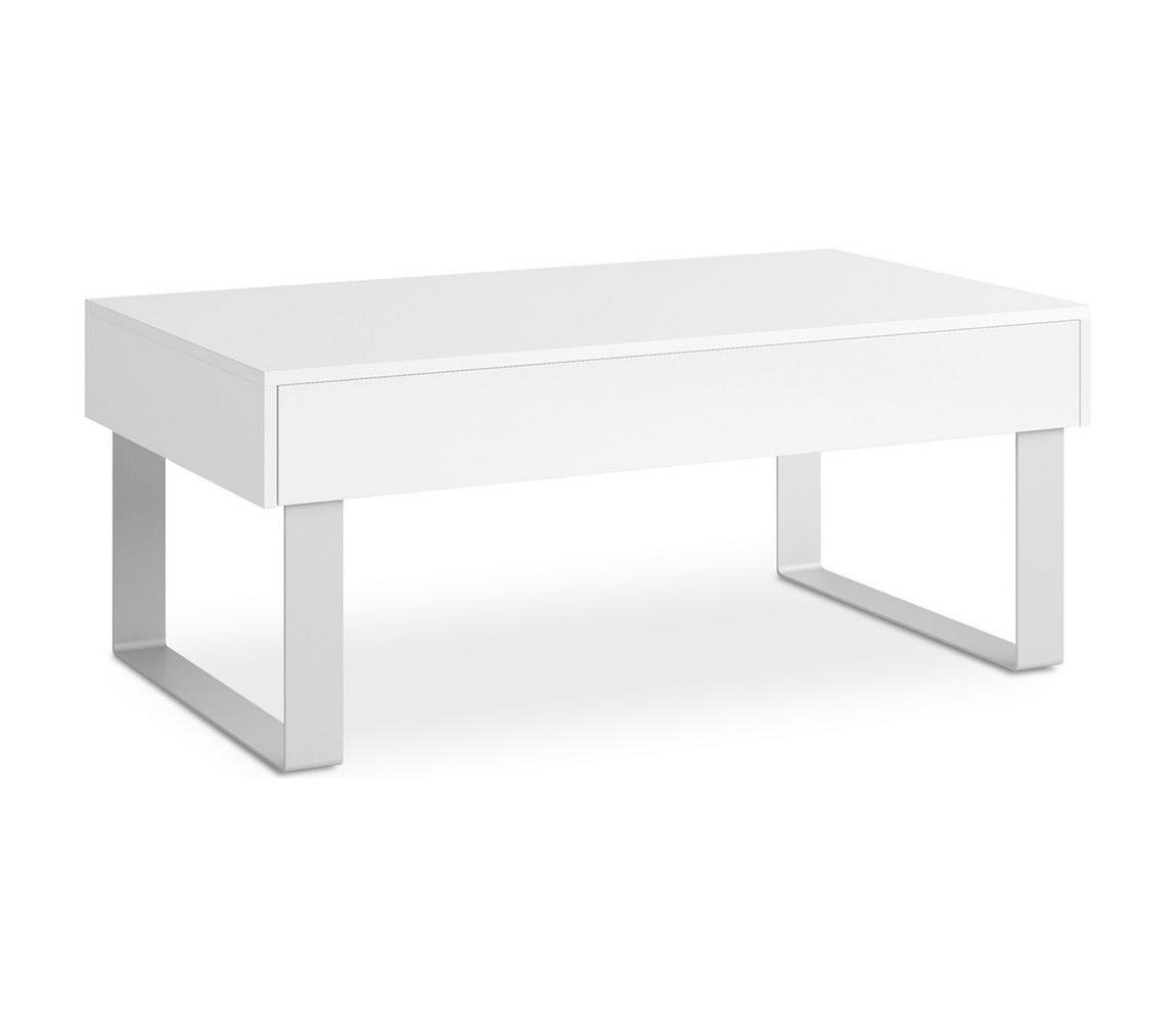 Konsimo Sp. z o.o. Sp. k. Konferenční stolek PAVO 45x110 cm lesklá bílá KO0022