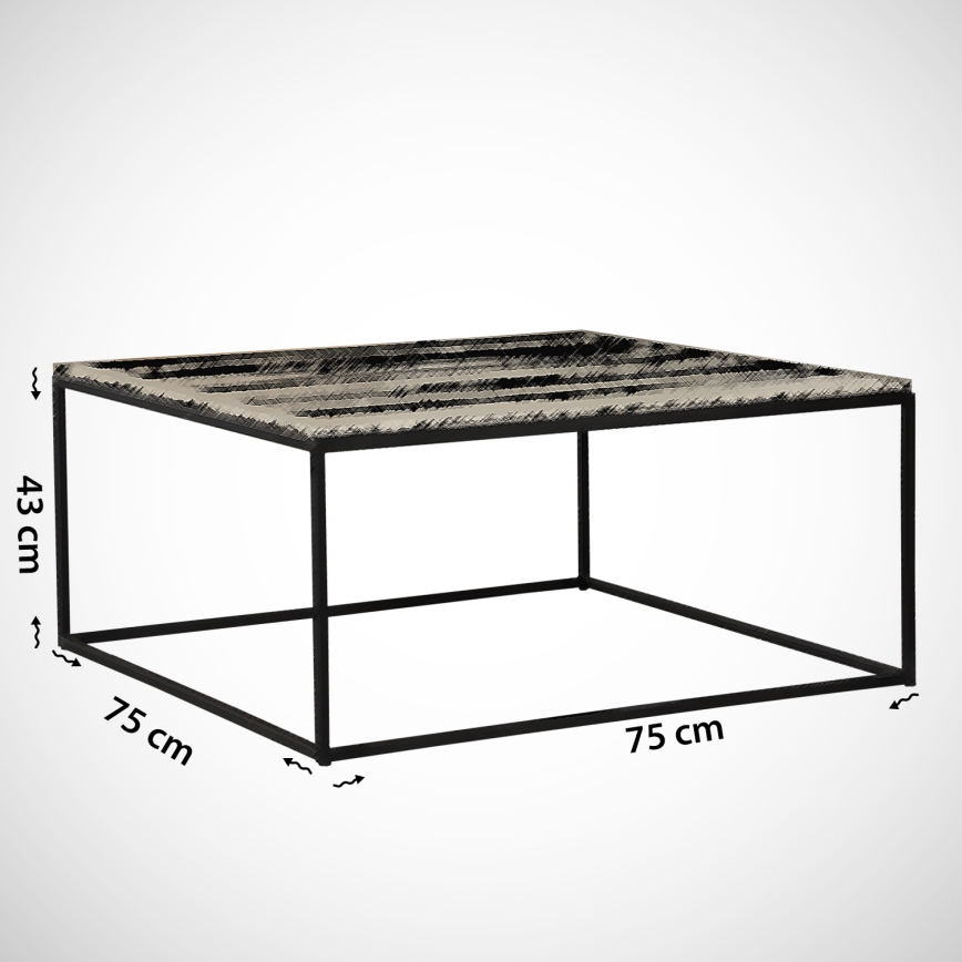 Konferenční stolek POLY 75x75 cm černá/bílá