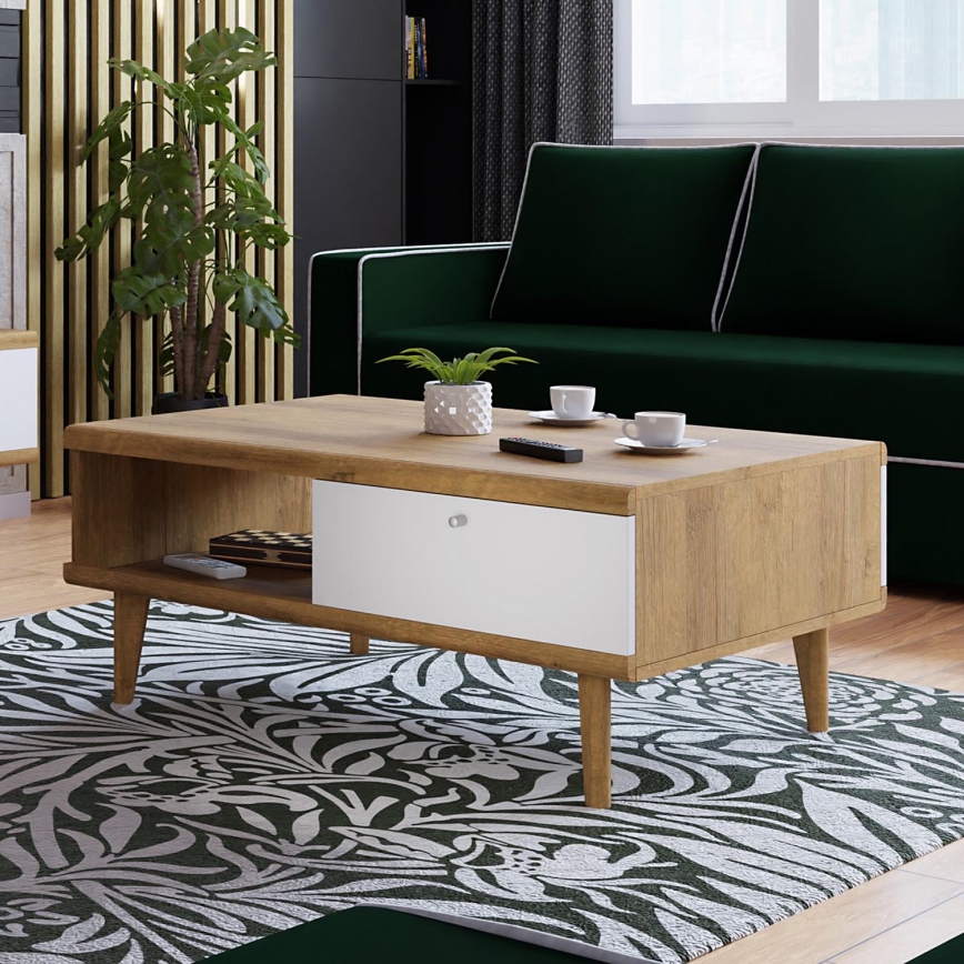 Konferenční stolek PRIMO 46x107 cm dub riviera/bílá