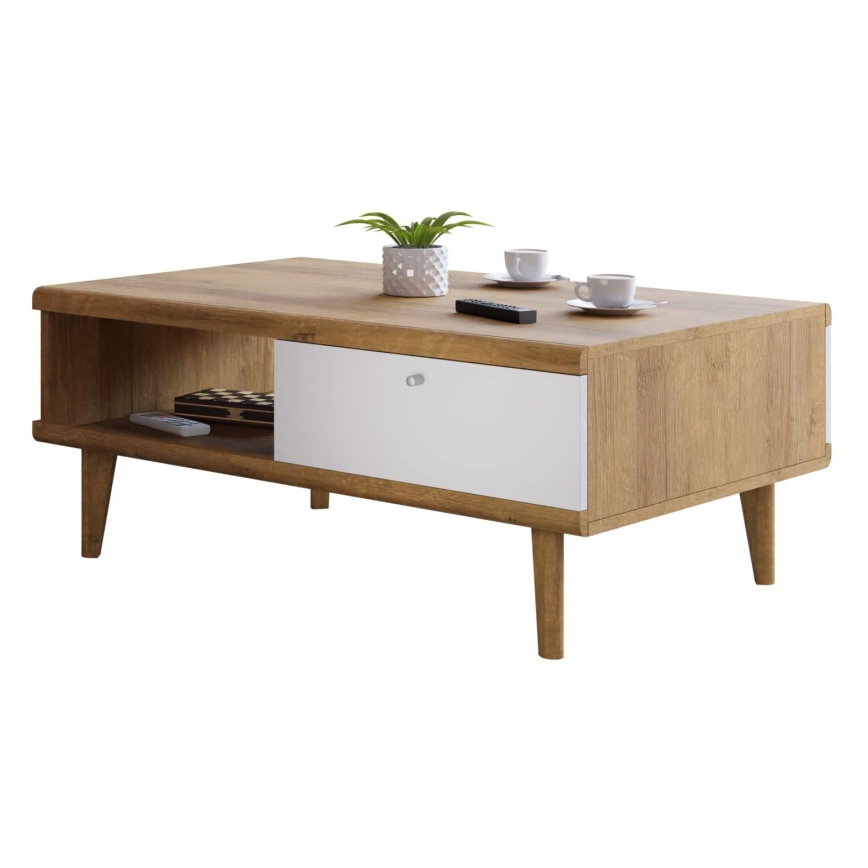 Konferenční stolek PRIMO 46x107 cm dub riviera/bílá