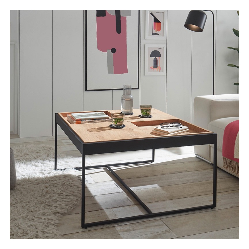 Konferenční stolek PULSE 83x83 cm dub/černá