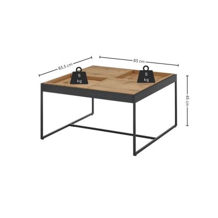 Konferenční stolek PULSE 83x83 cm dub/černá