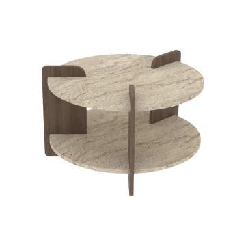 Konferenční stolek PURO pr. 70 cm béžová/ořech