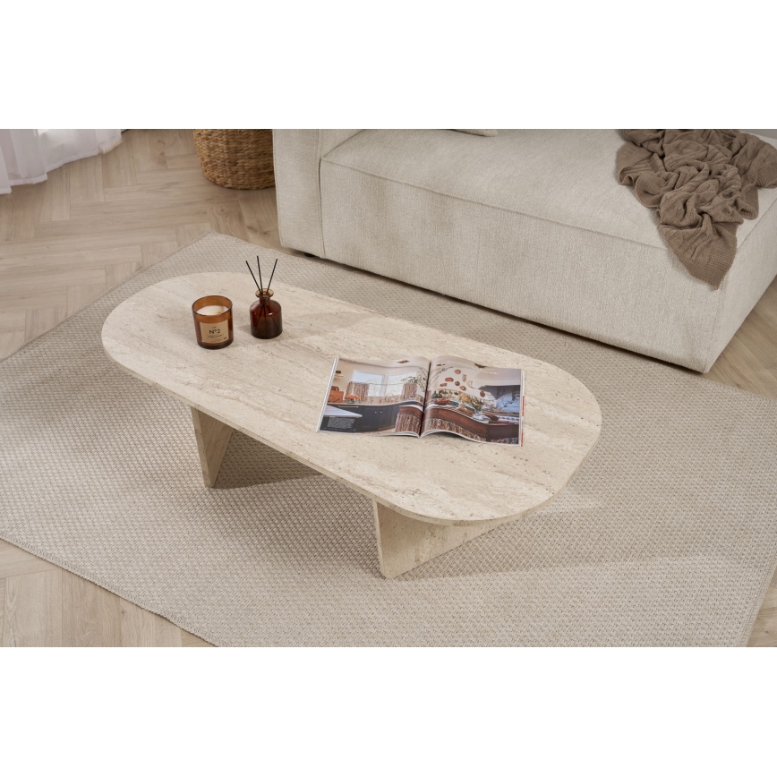 Konferenční stolek ROND 130x65 cm béžová