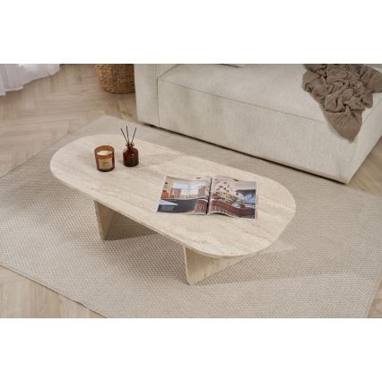 Konferenční stolek ROND 130x65 cm travertin