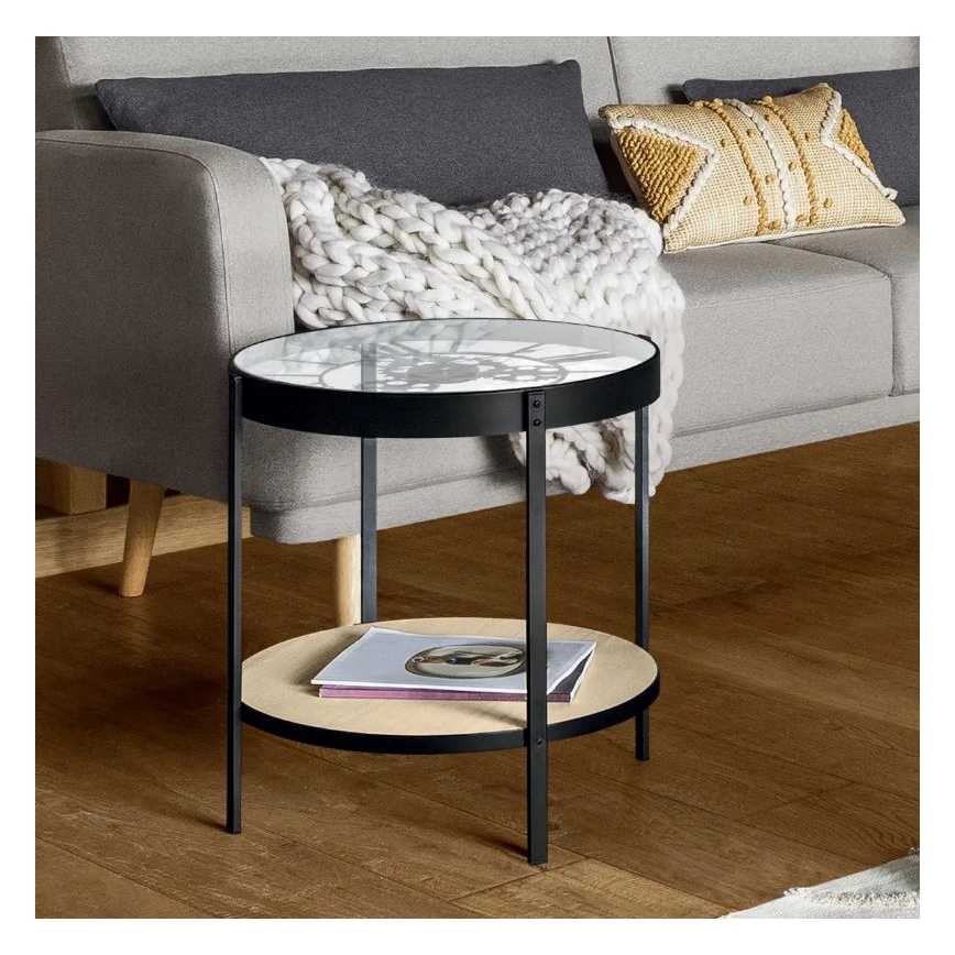 Konferenční stolek s hodinami MECA 51x49 cm