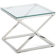 Konferenční stolek SALIBA 50x50 cm chrom/čirá