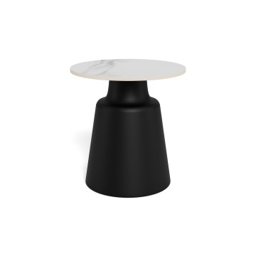 Konferenční stolek SANTORINI pr. 45 cm bílá/černá/keramika