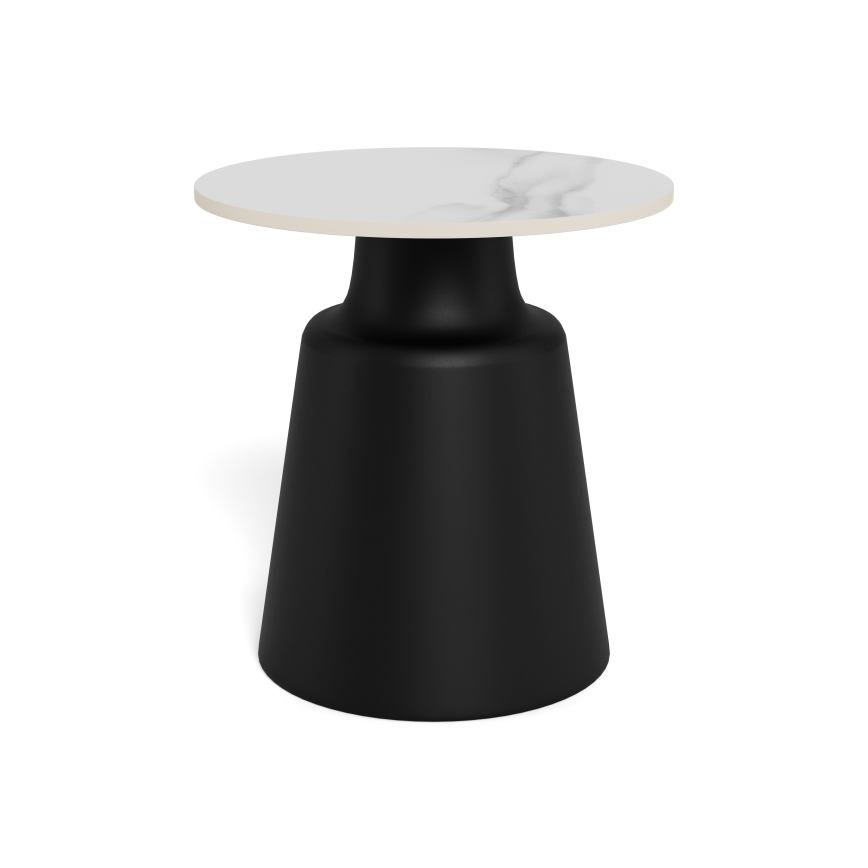 Konferenční stolek SANTORINI pr. 45 cm bílá/černá/keramika