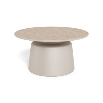 Konferenční stolek SANTORINI pr. 70 cm béžová/šedá/keramika