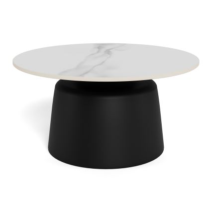 Konferenční stolek SANTORINI pr. 70 cm bílá/černá/keramika