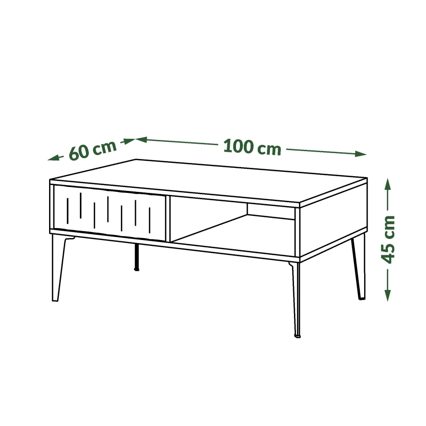 Konferenční stolek se zásuvkou RONJA 100x60 cm taupe/černá