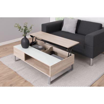 Konferenční stolek se zvedací deskou ENZO 110x60 cm bílá/dub sonoma