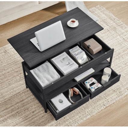 Konferenční stolek se zvedací deskou NYRO 100x50 cm černá