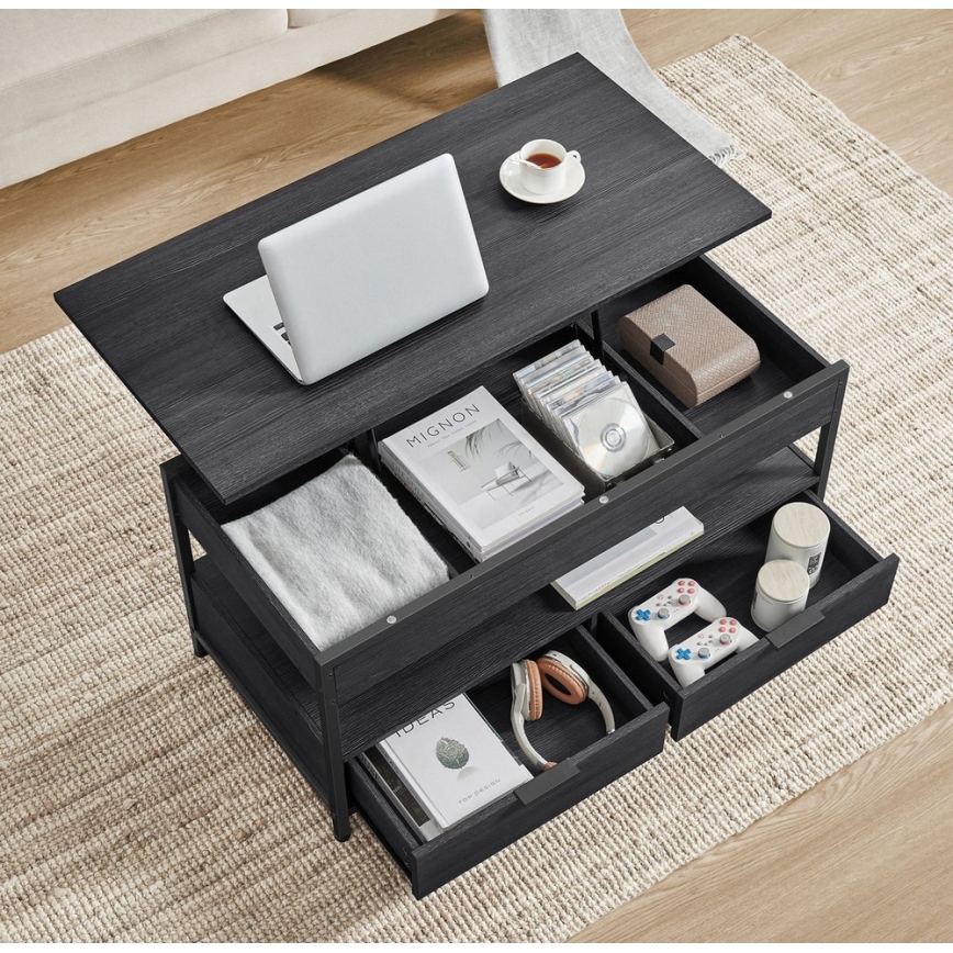 Konferenční stolek se zvedací deskou NYRO 100x50 cm černá